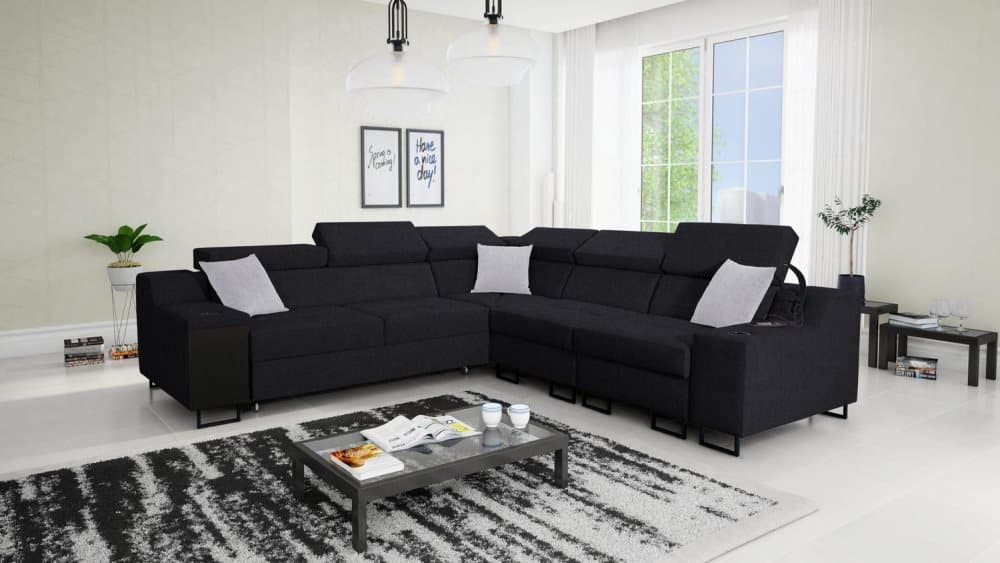 ALICANTE III HÖRNBÄDDSOFFA 287x289x100 HÖGER SVART