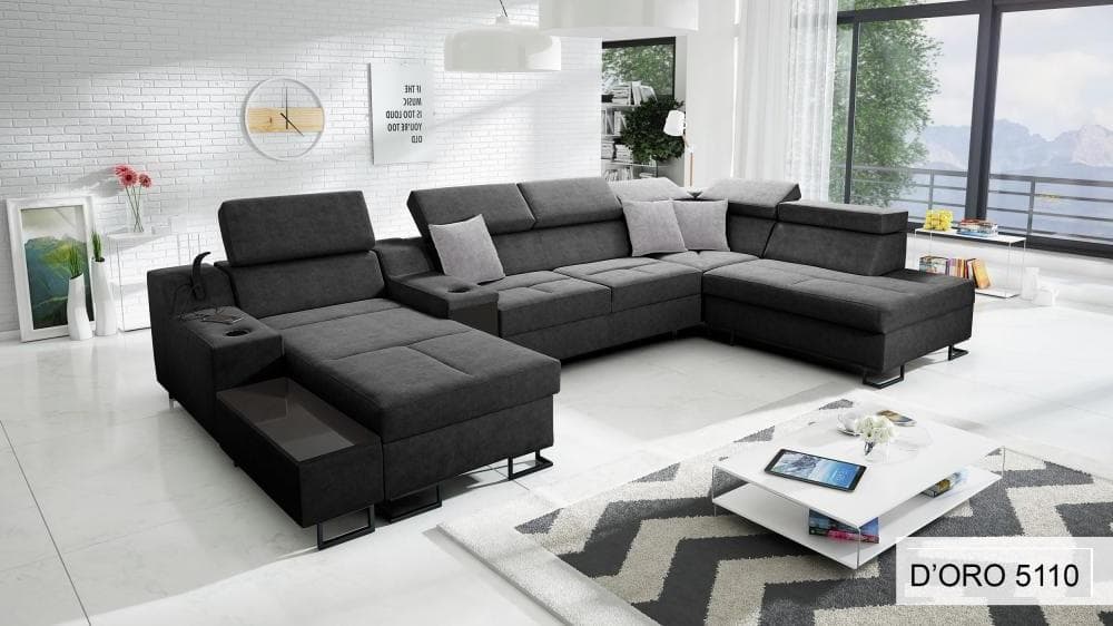 ALICANTE V U-BÄDDSOFFA 375x223x173 VÄNSTER GRÅ