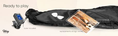 UKEY Ukulele set Soprano 21" Mörk Naturell