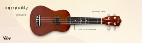 UKEY Ukulele set Soprano 21" Mörk Naturell