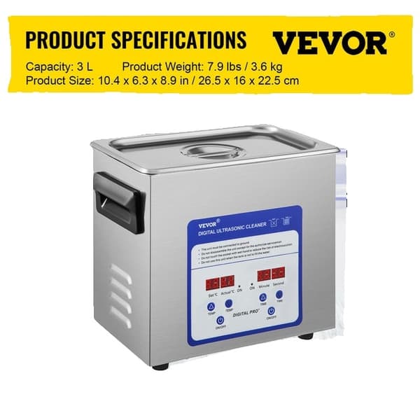 Ultralydsrenser 3L-15L - Justerbar frekvens, tid & temperaturkontrol