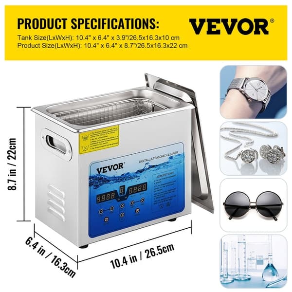 Ultralydsrenser 3L-15L - Justerbar frekvens, tid & temperaturkontrol