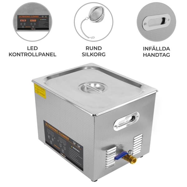 Digital Ultrasonic Cleaner Professional Commercial Stainless Steel Ultra Sonic Bath Cleaning Machine 1-30 Min Timer 0-80°C 240V 40kHz Jewelry Metal