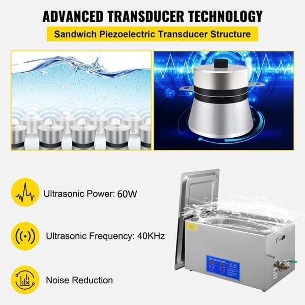 1,3L 40kHz 60W digital ultraljudsrengörare, djuprengöring, justerbar tid/temperatur, humaniserad design, bred applikation