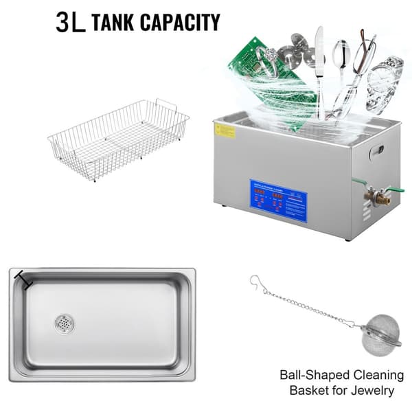 3L 40kHz 120W digital ultraljudsrengörare, djuprengöring, justerbar tid/temperatur, humaniserad design, bred applikation