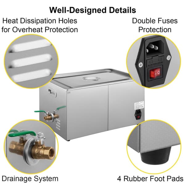 10L 40kHz 240W digital ultraljudsrengörare, djuprengöring, justerbar tid/temperatur, humaniserad design, bred applikation