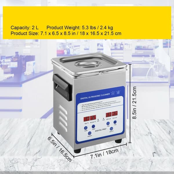 2L 60W 40kHz kommersiell digital ultraljudsrengörare, djuprengöring, justerbar tid/temperatur, humaniserad design, bred användning