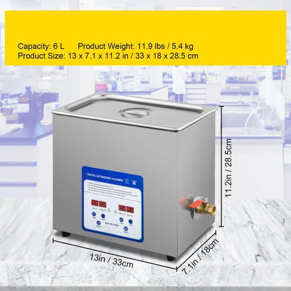 6L 180W 40kHz kommersiell digital ultraljudsrengörare, djuprengöring, justerbar tid/temperatur, humaniserad design, bred användning
