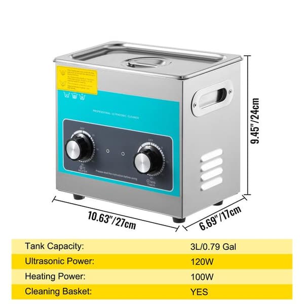3L 40KHz 120W ultraljudsrengörare med värmare, effektiv rengöring, justerbar värme/arbetstid, humaniserad design, bred användning