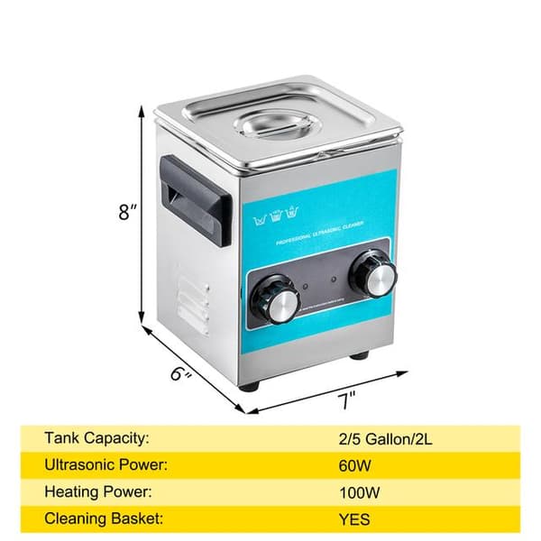 2L 40KHz 60W ultraljudsrengörare med värmare, effektiv rengöring, justerbar värme/arbetstid, humaniserad design, bred användning