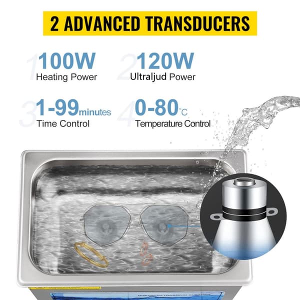 3L 120W 36-40KHz justerbar ultraljudsrengörare, LED-skärm, djup och skonsam rengöring, justerbar tid/temperatur, bred applikation