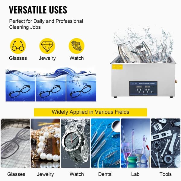 28/40KHz dubbelfrekvens ultraljudsrengörare med 30L tank, justerbar uppvärmning/arbetstid, 3 rengöringslägen, genomtänkt design
