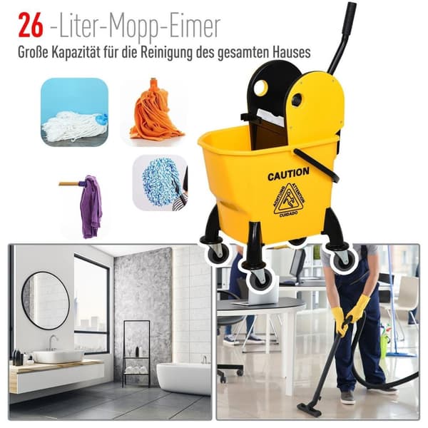 Rootz Mop Hink Rengöring Trolle - Gul - Plast, Metall - 17,32 cm x 14,17 cm x 35,43 cm