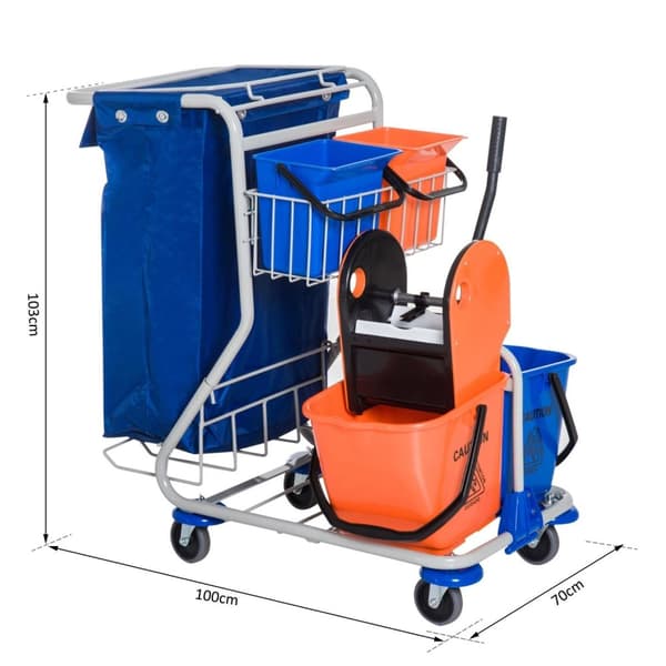 Rootz-puhdistuskärry - sininen, oranssi - rauta, Pp, - 39,37 cm x 27,56 cm x 40,55 cm