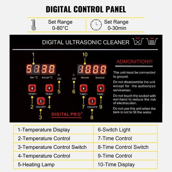 33-40kHz 3L bärbar ultraljudsrengöringsmaskin med digital kontrollpanel, justerbar tid och temperatur, säker att använda
