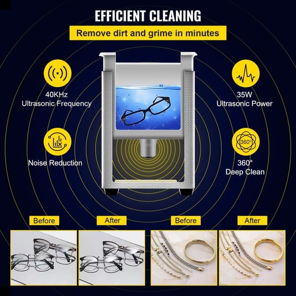 Ultrasonic-puhdistin, 0,8 litran säiliötilavuus, 40KHZ taajuus