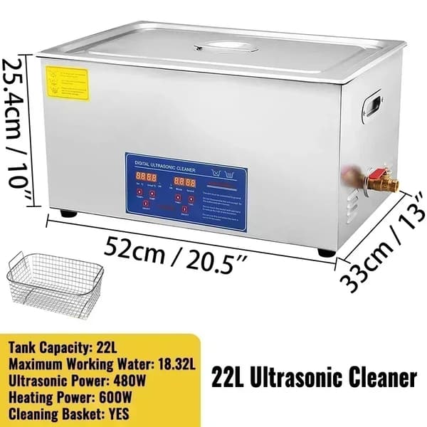 Ultrasoniikkapuhdistin, säiliön kapasiteetti 6L - 30L, 40kHz taajuus, ruostumaton teräsrakenteinen,15L JPS-60A