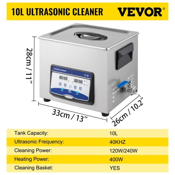 Ultraljudsrenare, avluftningsfunktion, portabel,30 L