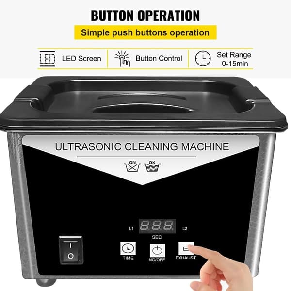 Ultrasoninen puhdistaja, 0,8L kapasiteetti, 30W teho, LED-näyttö