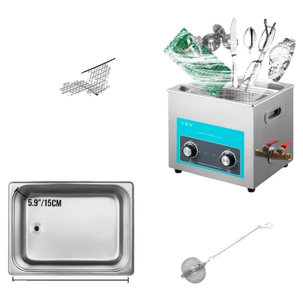VEVOR Ultrasonic Rengøringsmiddel, Flere Tankkapaciteter, Holdbart Rustfrit Stål,15 L