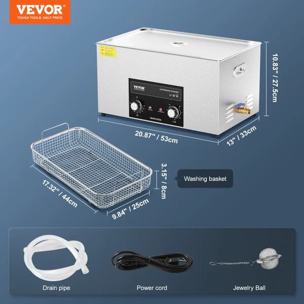 Ultralydsrenser, Justerbar Temperatur, Flere Kapaciteter,22L