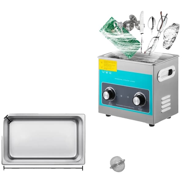 VEVOR Ultrasonic Rengøringsmiddel, Flere Tankkapaciteter, Holdbart Rustfrit Stål,3 L