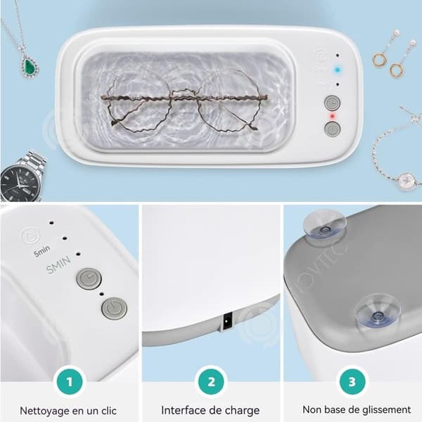 INN Ultrasonic Cleaner 45kHz 350ml 3 timernivåer 360 graders rengöring Ultrasonic Cleaner Ultrasonic Bezel Cleaner