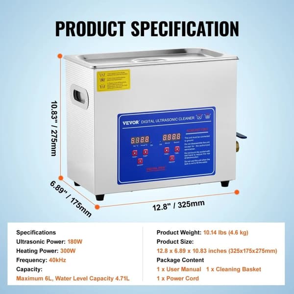 Ultralydsrenser, 6L kapacitet, justerbar tid og temperatur,6L JPS-30A