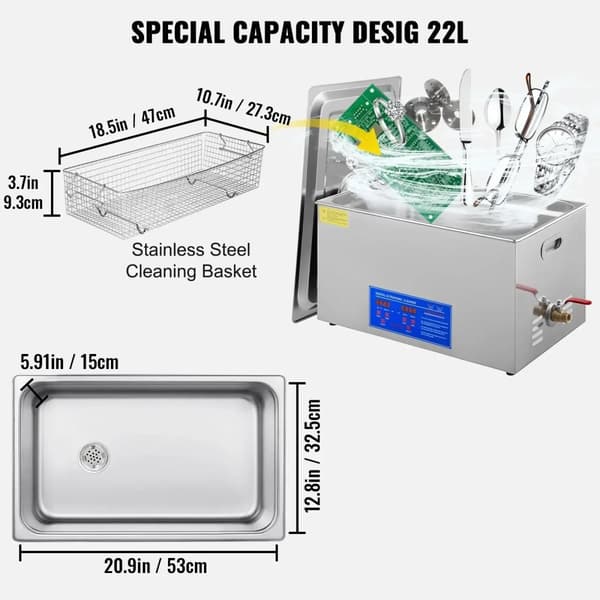 Ultrasoninen puhdistaja, korkea teho 240W-600W, suuri kapasiteetti jopa 30L,22L JPS-80A