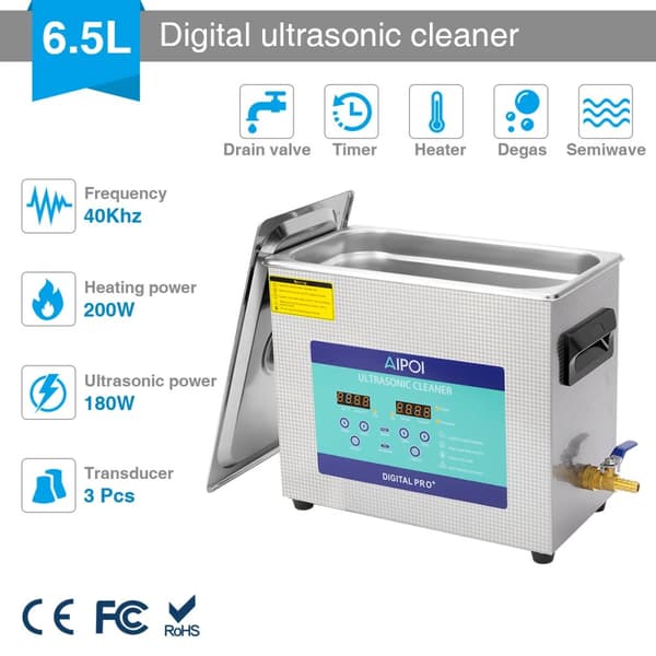 AIPOI Ultrasonic Rengøringsmiddel, 2L Kapacitet, 35W Effekt,EU, 6,5L