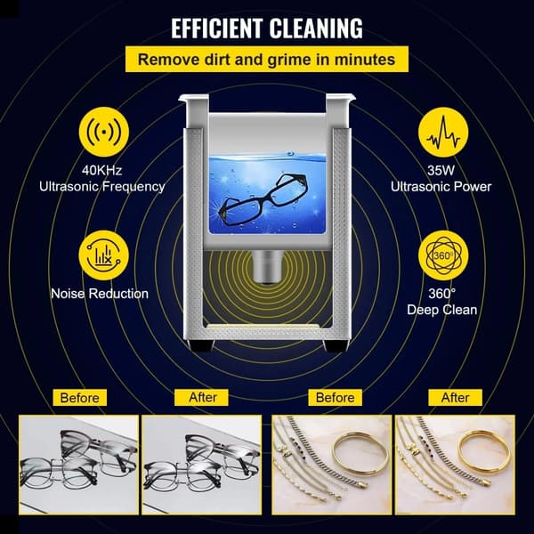 Ultralydsrenser, 40KHZ frekvens, 0,8L kapacitet, LED-display