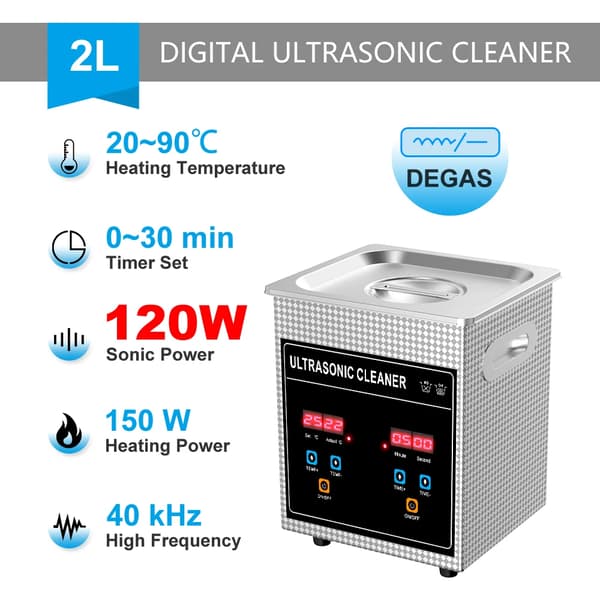 2L Ultralydsrenser, 120W Sonic Power, 20-90°C Opvarmningsområde,2L-Plus-120W, EU