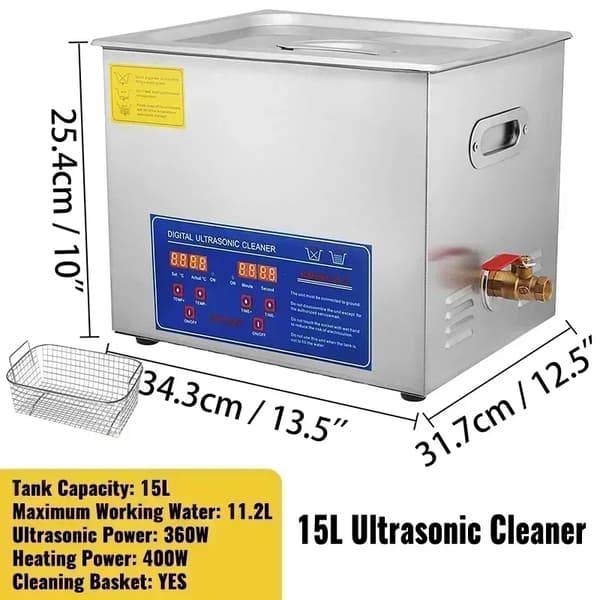 Ultraljudsrengörare, Djup rengöringskraft, Användarvänliga kontroller,15L-360W