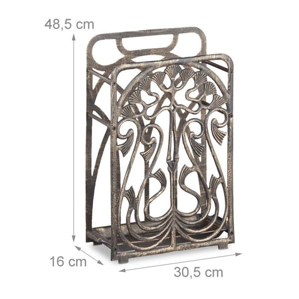 Relaxdays Vintage paraplyställ i gjut aluminium retro antik vintage HxlxB: 48,5 x 30,5 x 16 cm, brons