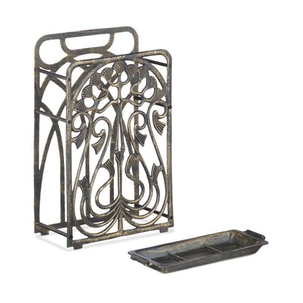 Relaxdays Vintage paraplyställ i gjut aluminium retro antik vintage HxlxB: 48,5 x 30,5 x 16 cm, brons