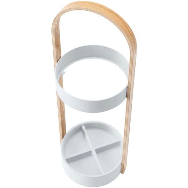 Nav paraplyställ i trä och metall Vit/Naturlig