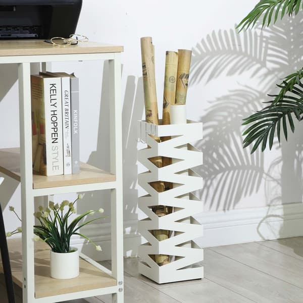 Paraplyholder - firkantet design - med vandopsamling - hvid