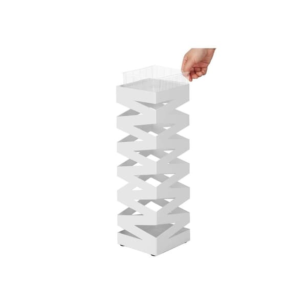 Paraplyholder - firkantet design - med vandopsamling - hvid