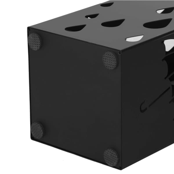 Paraplyholder - Metal Square - med 4 kroge og vandopsamlingsbakke - sort