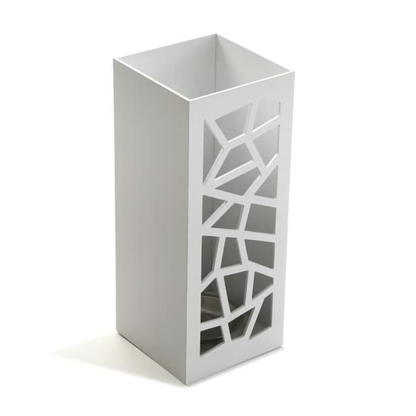 Paraplyställ för geometrisk entré - 48,5 x 22 x 22 cm - Modernt paraplyställ i trä i MDF - Vit - Versa