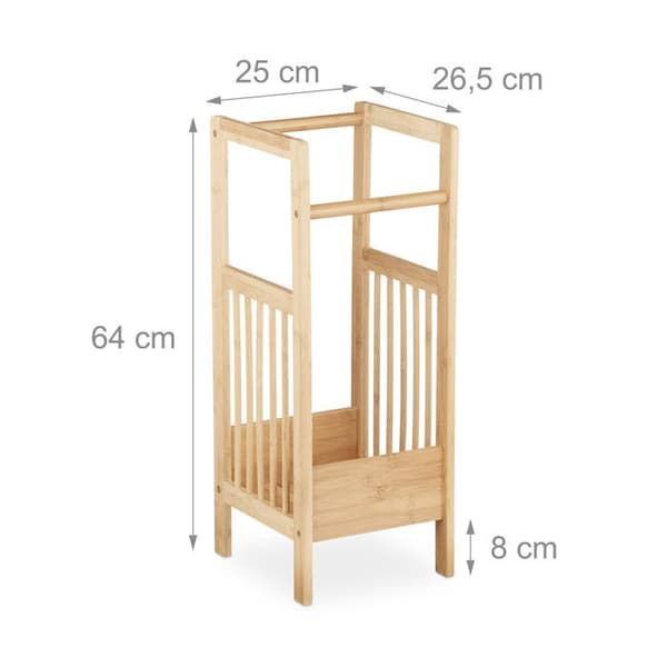 Relaxdays bambu paraplyställ Elegant trästativ i naturlig design med 2 handtag HxBxD: 64 x 25 x 26,5 cm, naturligt