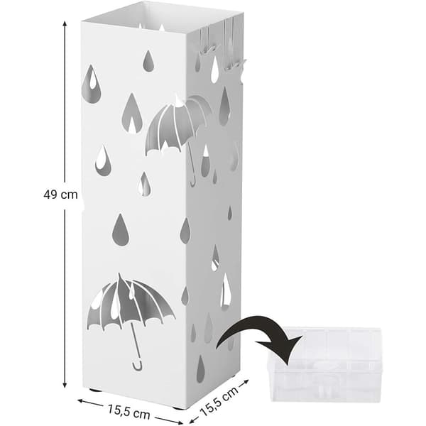 Paraplystativ - paraplyholder - 15,5 x 49 cm - drop - hvid