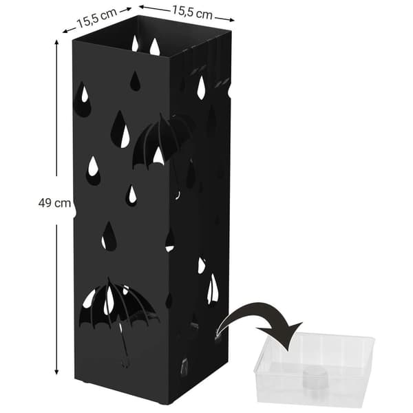 Paraplystativ - paraplyholder - 15,5 x 49 cm - drop - sort