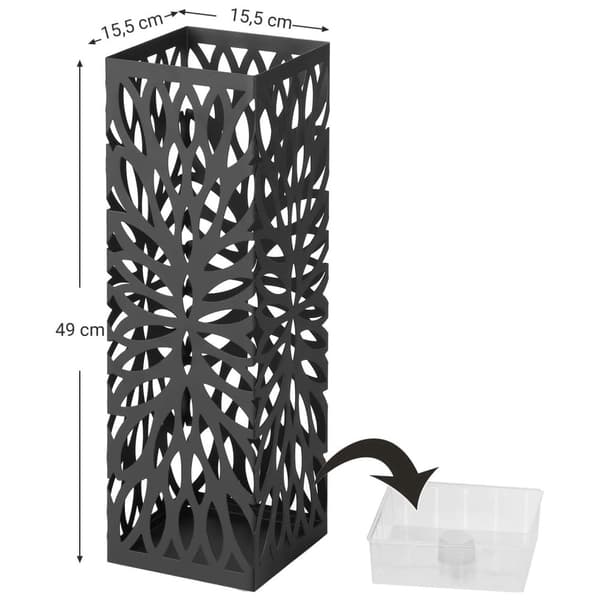 Paraplystativ - paraplyholder - metal - 15,5 x 49 cm - sort