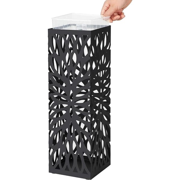 Paraplystativ - paraplyholder - metal - 15,5 x 49 cm - sort