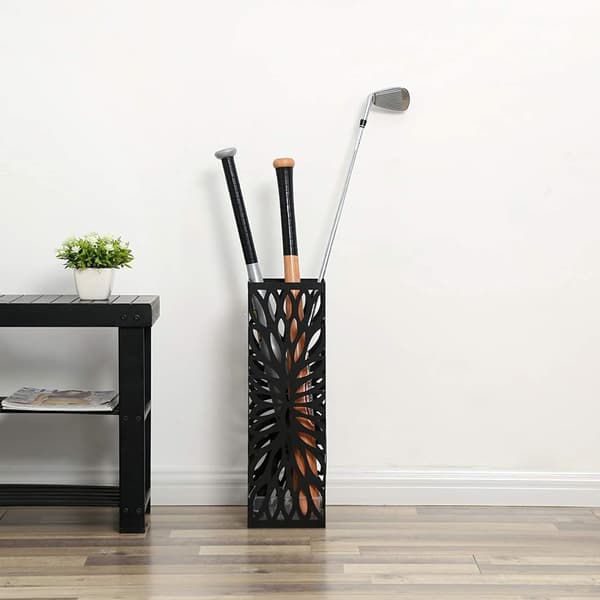 Paraplystativ - paraplyholder - metal - 15,5 x 49 cm - sort