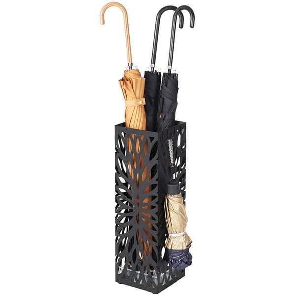 Paraplystativ - paraplyholder - metal - 15,5 x 49 cm - sort