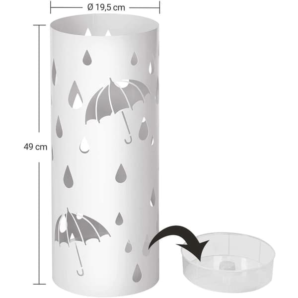 Paraplystativ - paraplyholder - metal - ⌀19,5 x 49 cm - hvid