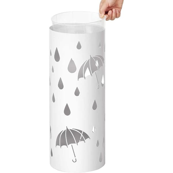 Paraplystativ - paraplyholder - metal - ⌀19,5 x 49 cm - hvid