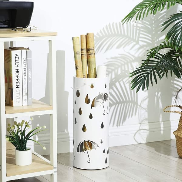Paraplystativ - paraplyholder - metal - ⌀19,5 x 49 cm - hvid
